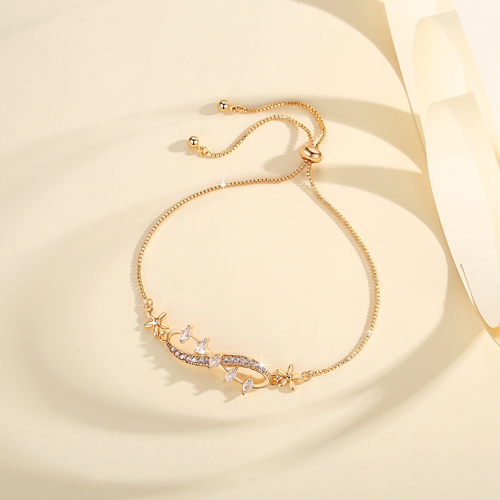 Y656 [COD✔] Gelang Tangan Rantai Titanium Berlian Lapis Emas 18k Gold Gelang Wanita