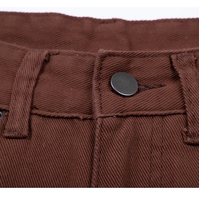 Coklat Highwaist Kulot Celana Jeans Panjang Wanita Kualitas tinggi （realpict）