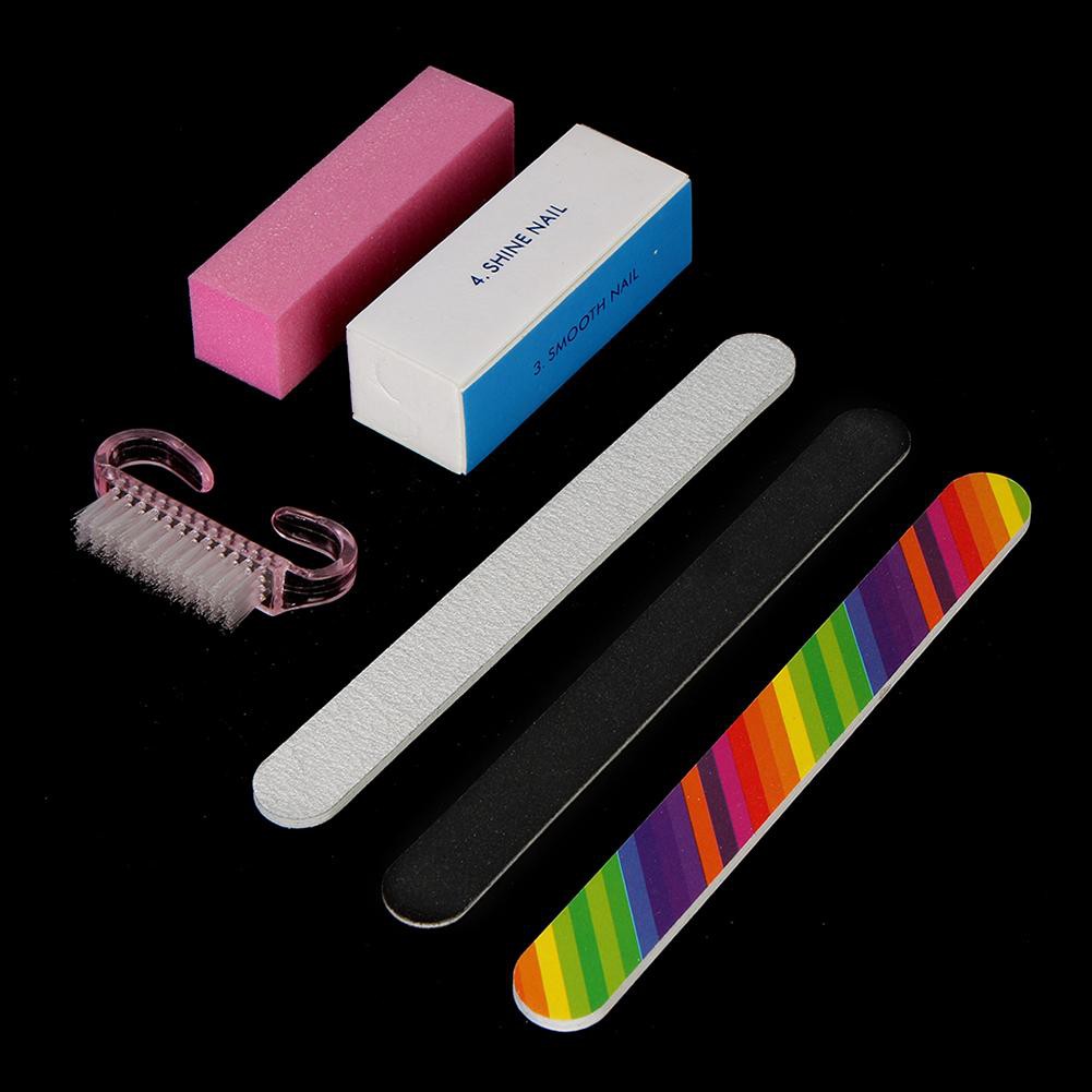 [Bayar Di Tempat] 6 Pcs Nail Art Pengamplasan File Buffer Blok Sikat Pembersih Manicure Tool Kit Set