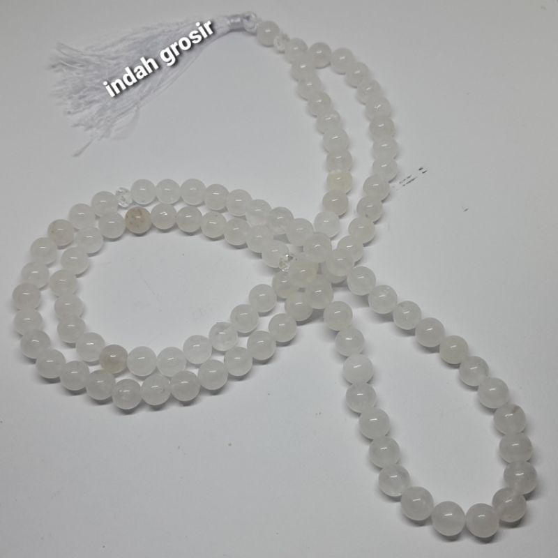 TASBIH BATU GIOK PUTIH SALJU 99BUTIR 8MM NATURAL