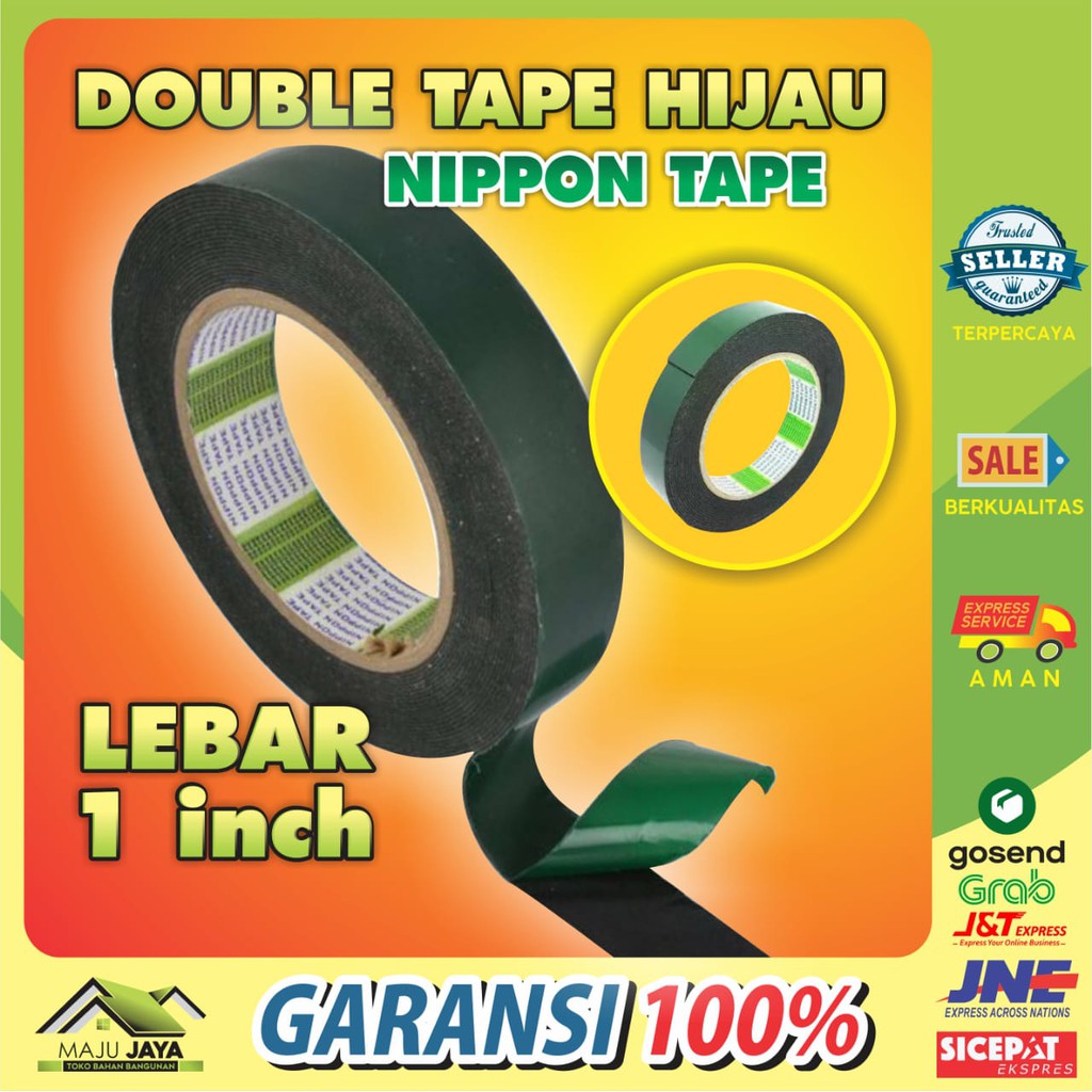 

Isolasi Solasi ban Double Tape Foam hijau 1" inch Nippon Tape