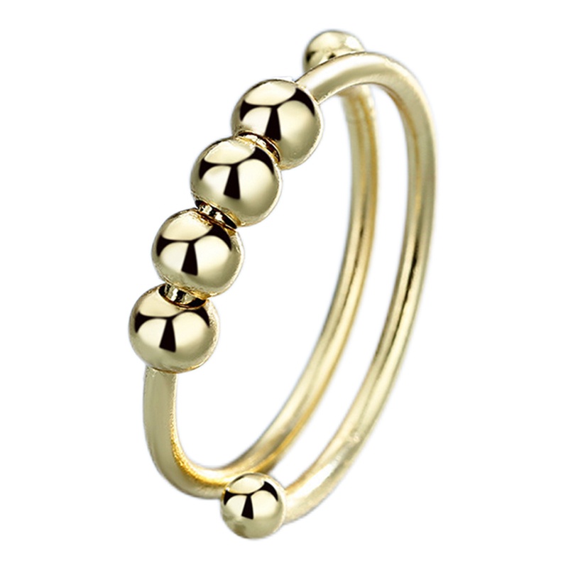 Cincin Jari Model Terbuka Dapat Diputar Dapat Disesuaikan Aksen Manik-Manik