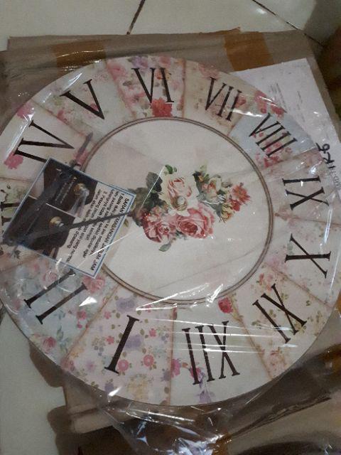 184 Jam Dinding Unik Shabby Bunga Perlengkapan Wall Decor Rumah