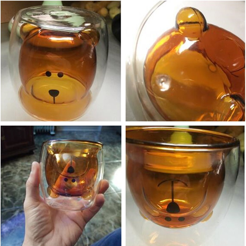 Gelas Kaca Unik Bening Lucu Aesthetic Murah Kekinian Double Wall Glass 250ml / Gelas Kopi Teh Susu-3