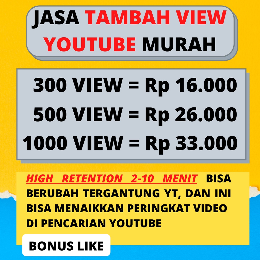 JASA TAMBAH VIEW YOUTUBE MURAH - JASA TAMBAH VIEW YOUTUBE MURAH UNTUK NAIKKAN RANGKING VIDEO - VIEW 