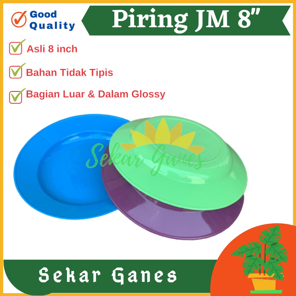 Piring Plastik JM 8 Inch Warna Biru Hijau Ungu - Piring Kecil Besar Set Makan Plastik Acara Pesta Melamin Rotan Murah - (1 pcs) Piring makan plastik ukuran 8&quot; super warna pekat murah grosir