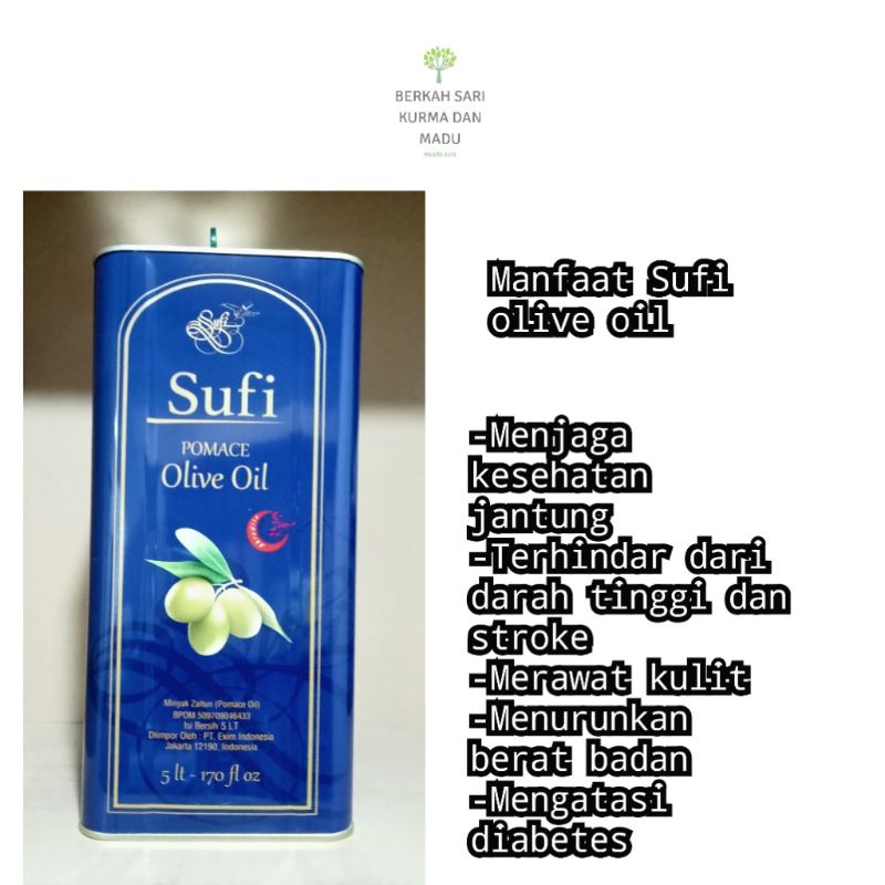 

SUFI POMACE OLIVE OIL 5Lt/Minyak zaitun organik premium/