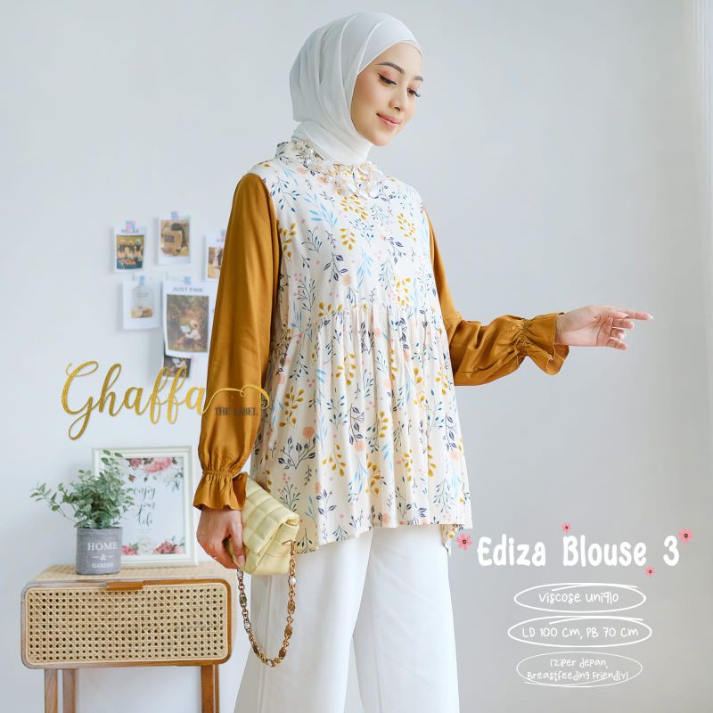 EDIZA BLOUSE kode 3 BY GHAFFA THE LABEL (BLOUSE MOTIF) Blouse muslimah rayon viscose rekomended