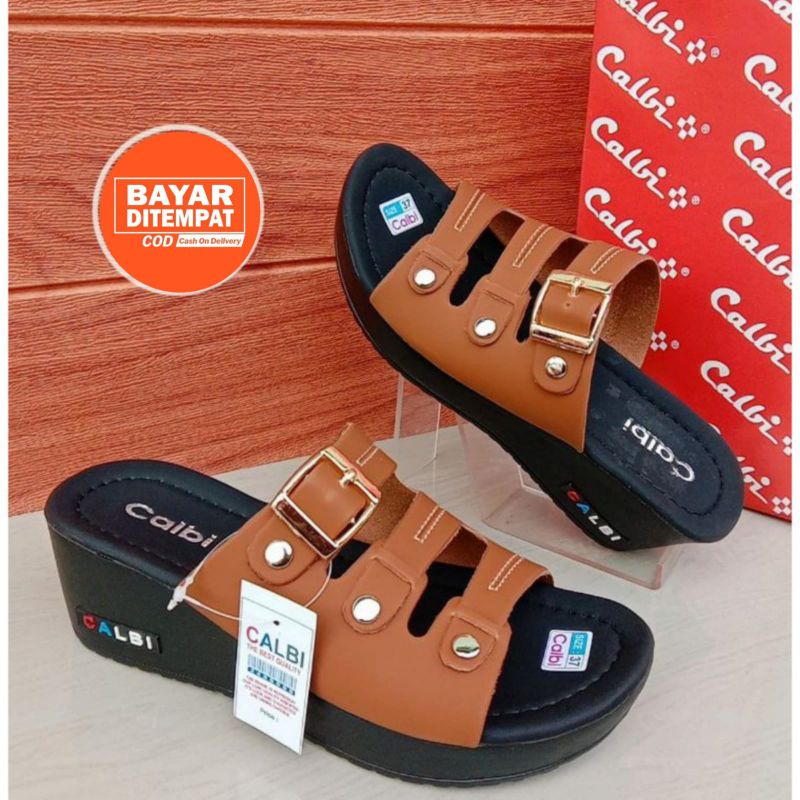 SANDAL SELOP CALBI MODEL TERBARU KODE 099/SANDAL WEDEGES KEKININAN KOREAN STYLE HARGA GROSIRAN