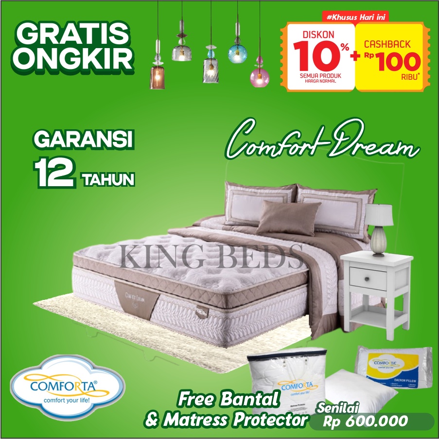 Comforta Spring Bed Comfort Dream ( Kasur ) 160 / 180 / 200 120 100 x200(TANPA DIVAN DAN SANDARAN)
