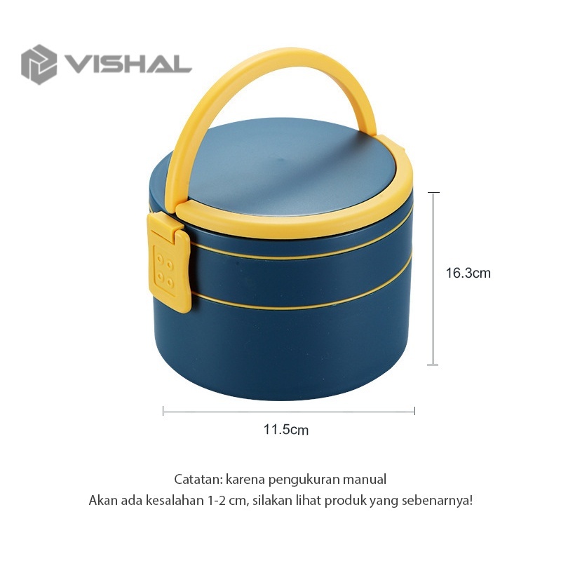 VISHAL 2 Layer Tempat Makan Lunch Box Polos Lucu Elegan Tempat Bekel Makanan BPA FREE VS-65