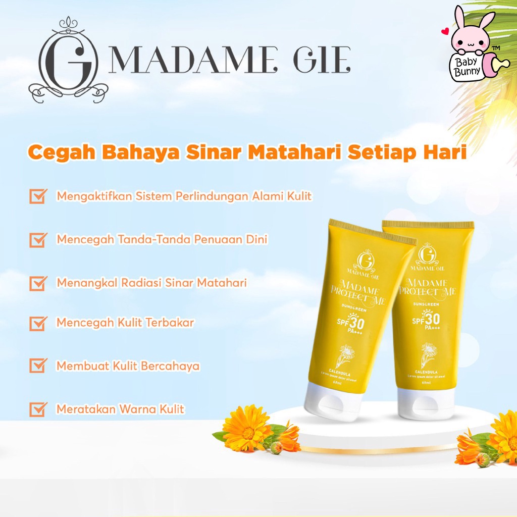 ❤ BELIA ❤ MADAME GIE Protect Me SPF 30 w Aloe Vera 60mL | Protect Me Let's Glow Tinted SPF 50 PA ++++ 10ml | Sunscreen sunblock tabir surya sun block