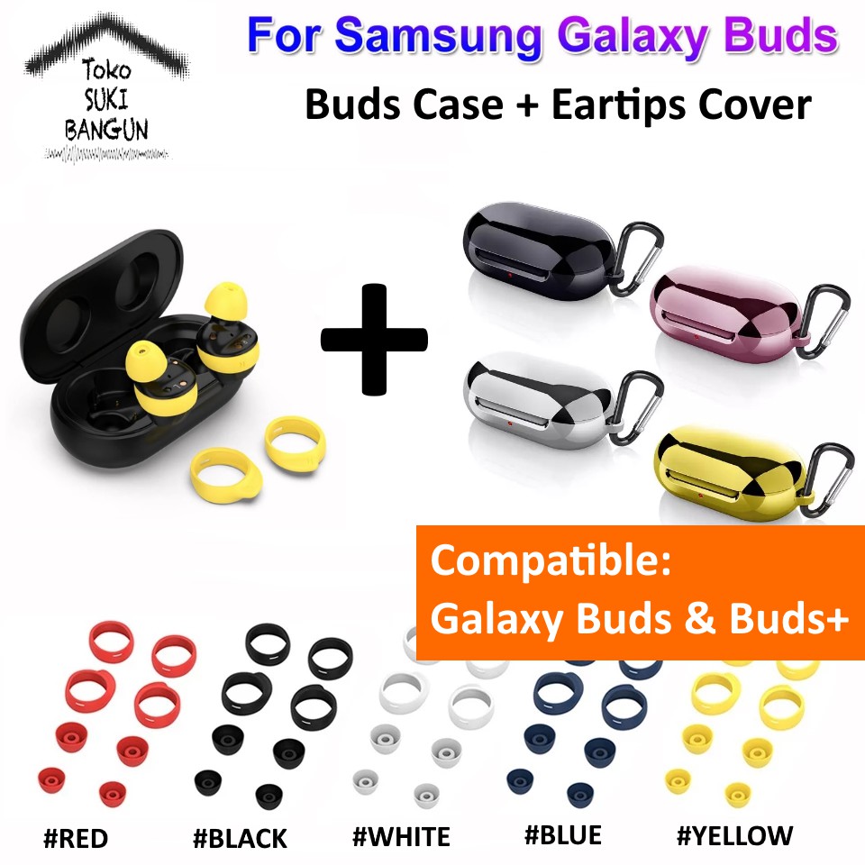 Bundling Samsung Galaxy Buds &amp; Buds+ Plus Case Silicone ELECTROPLATED &amp; Eartips Cover