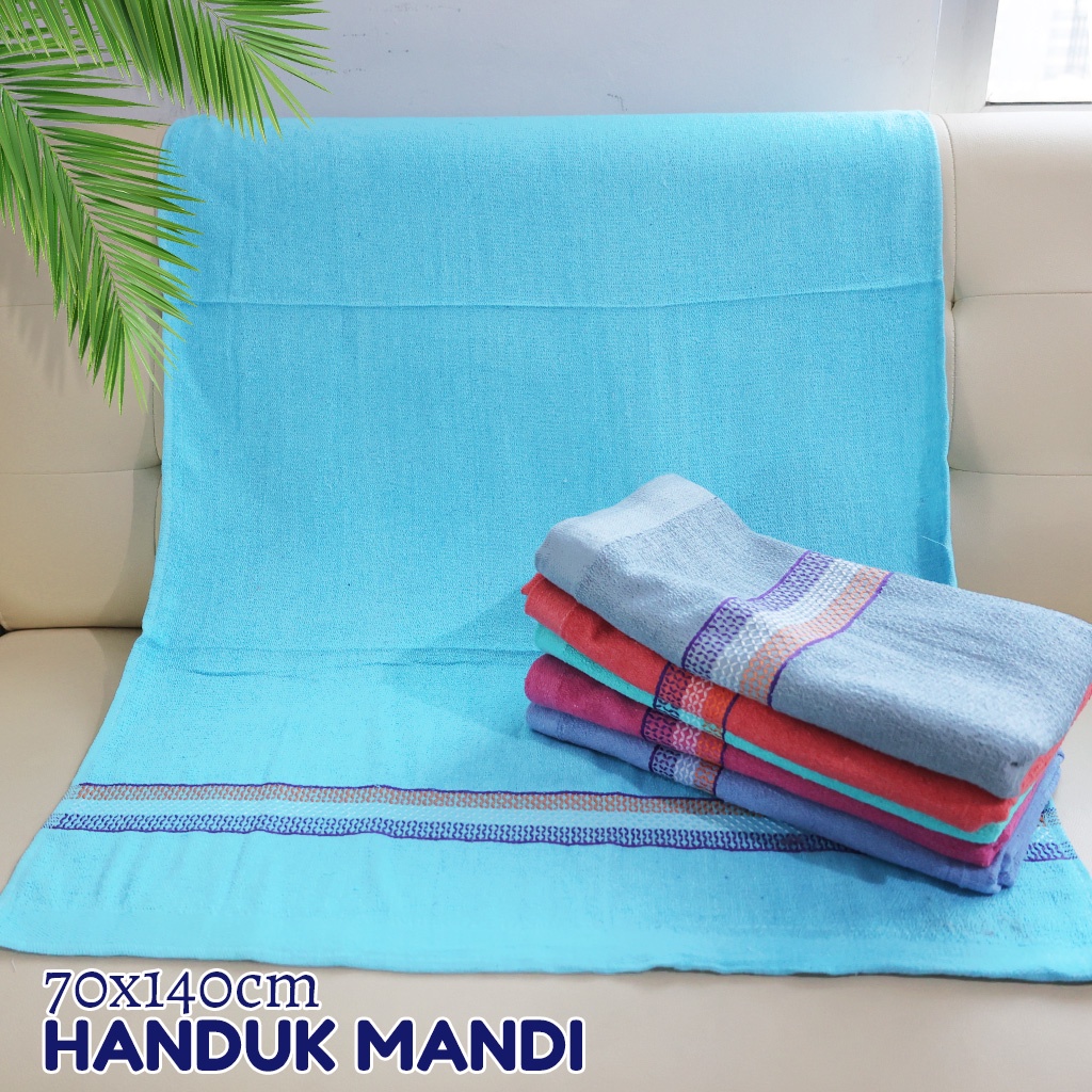 Handuk Mandi Katun Polos Jumbo Size 70x140cm Dewasa Pria Wanita Perlengkapan Mandi Rumah Tangga Import - H17-A - Luckystar