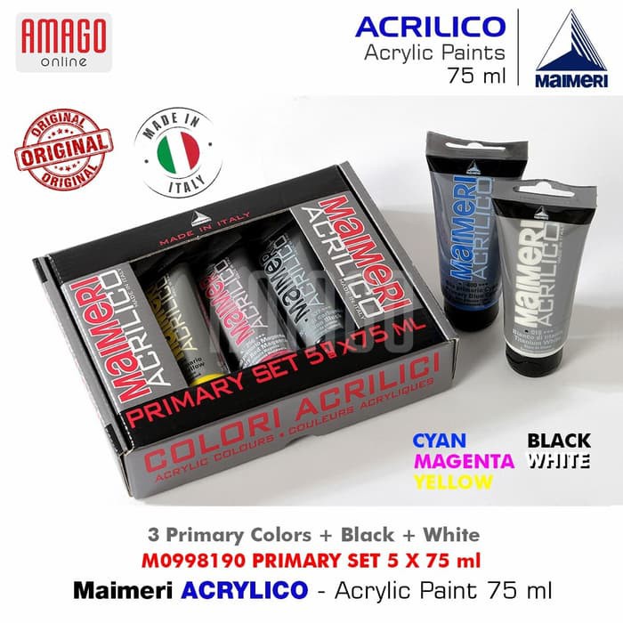 MAIMERI ACRILICO - ACRYLIC PAINT - PRIMARY SET - 5 X 75ML - M0998190