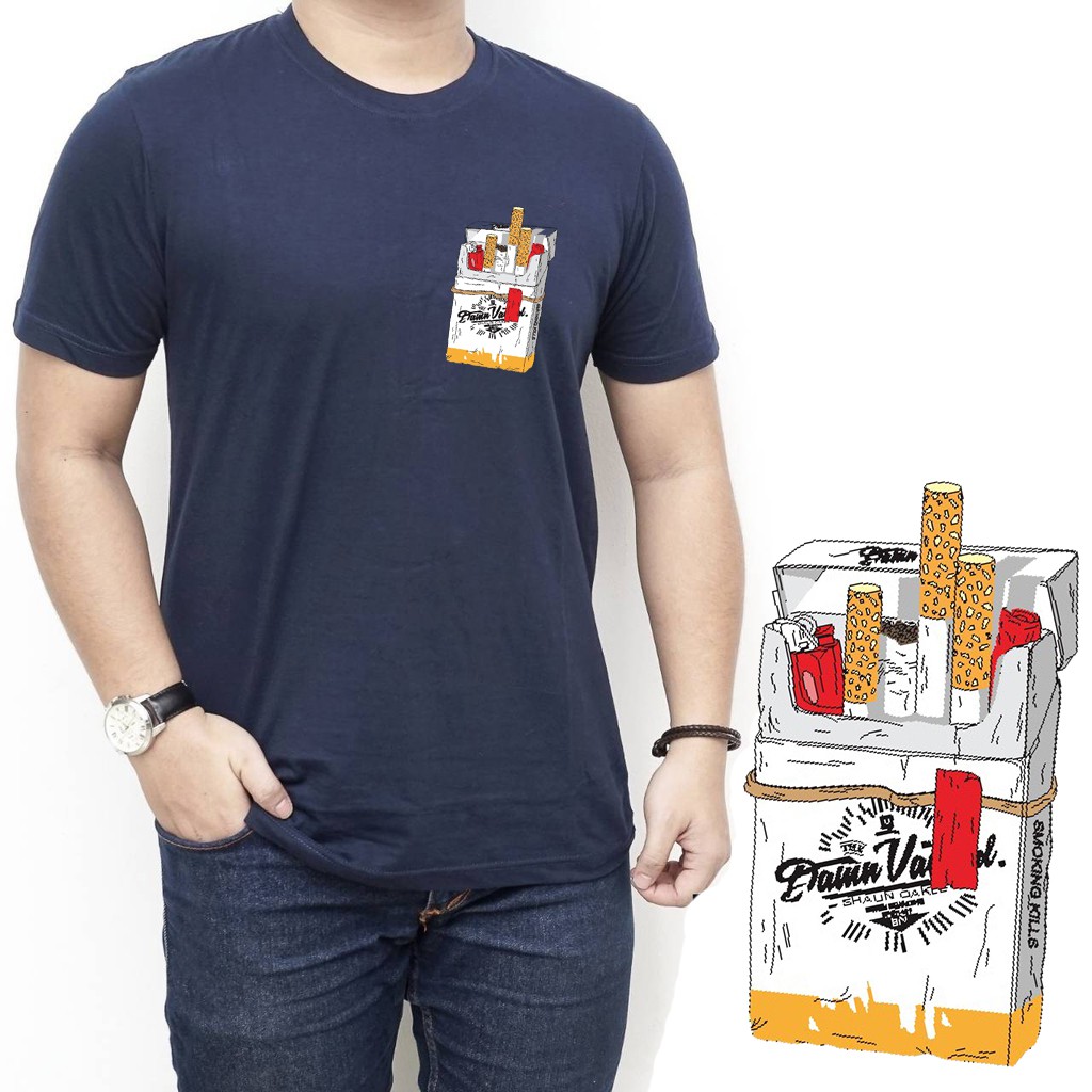 Kaos Pria Lengan Pendek Gambar &quot;Rokok&quot;