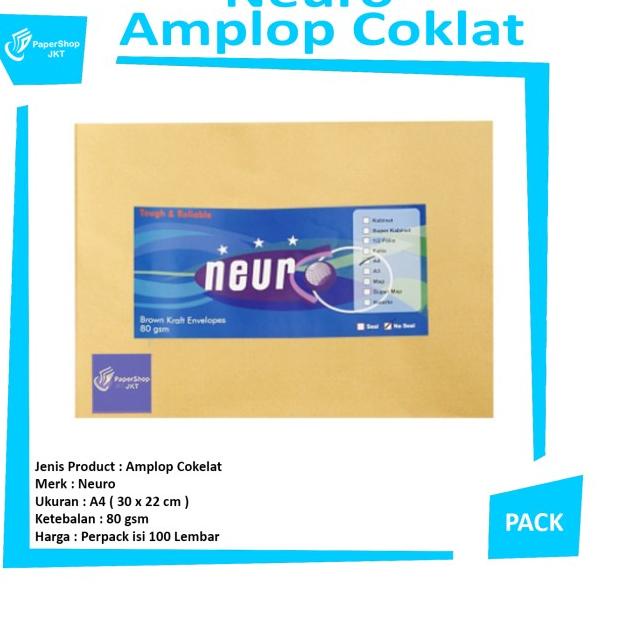 

☃ HOT PROMO!!! Amplop Coklat Ukuran A4 Neuro ( 30 x 22 cm ) ۞