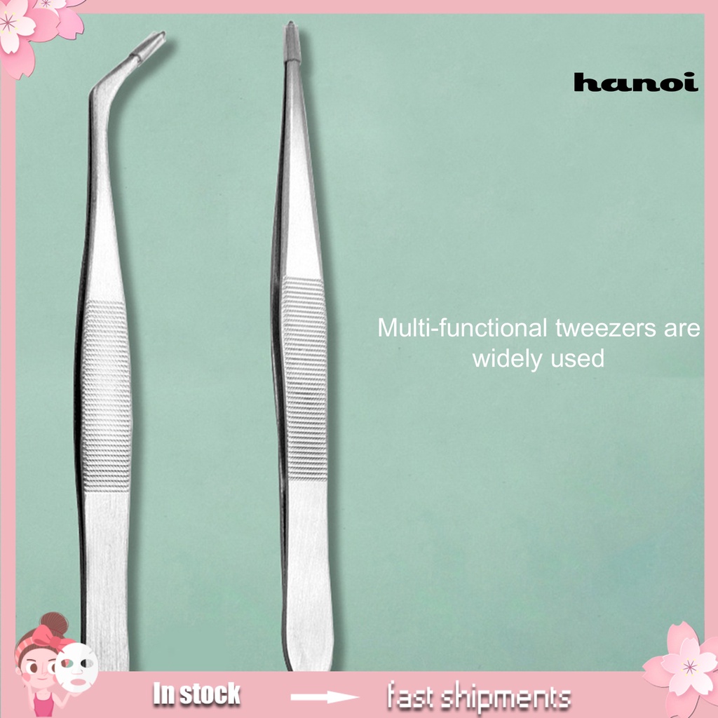 HQTM_Stainless Steel Multifunctional Elbow Straight Clip Eyelash Grafting Tweezers