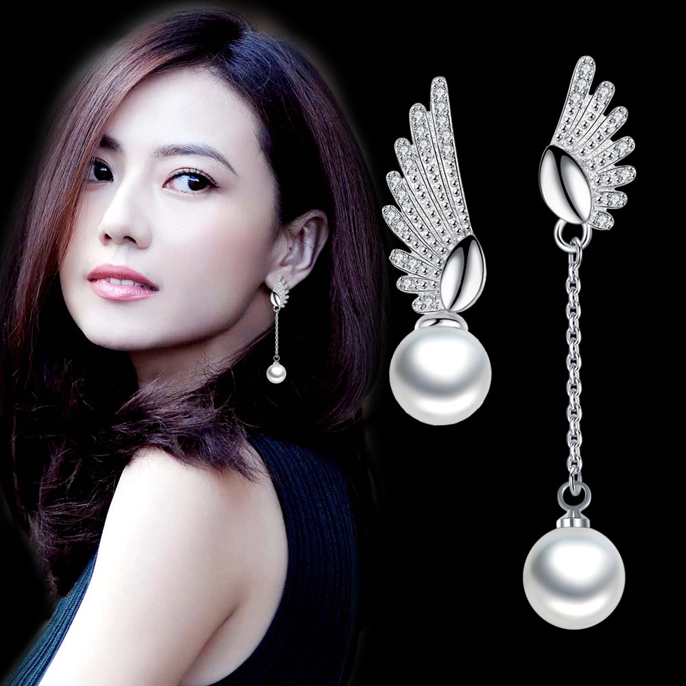 925 Perak Anting Anting Wanita Sayap Malaikat Perhiasan Fashion EH00015