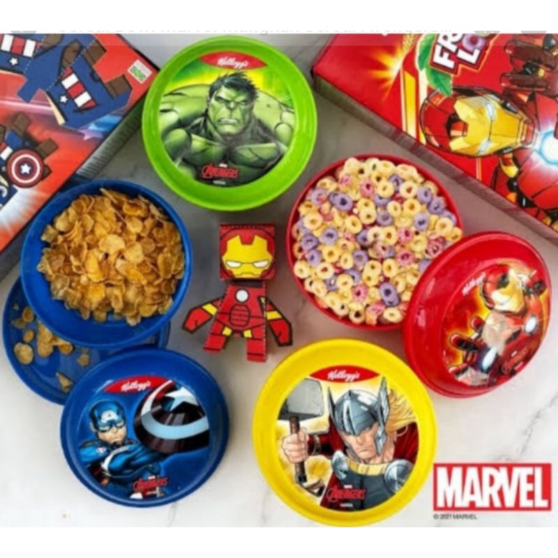 Mangkuk Sereal Kellogs Karakter Marvell Superhero / Mangkok Cereal Iron Man, Hulk, Capt America, Thor