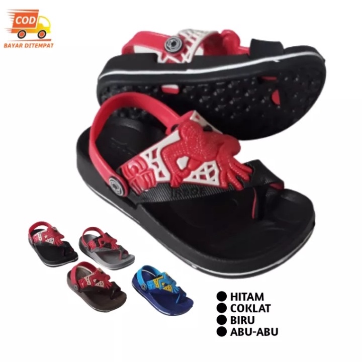 Sandal Capit Bayi / Sandal Jepit Anak Balita / Sandal Anak Jepit Laki-laki Tali Belakang Casual Nyaman Motif Spiderman