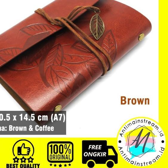 

❋ Buku Catatan Binder Kulit Retro Leaf A6 Warna Brown dan Coffee - Coffee ✦