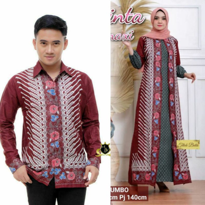 CP GAMIS CARDI MODANG KEMBANG BATIK PEKALONGAN BAJU COUPLE GAMIS