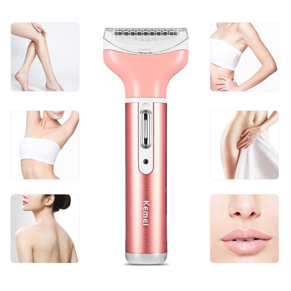 Kemei  KM-6637 Alat Cukur Clipper PROFESIONAL Khusus Wanita Rambut Alis Bulu ketiak bulu halus hasil Maximal USB Recharge Portable  4 in 1 Epilator Female Eyebrow Trimmer Nose Epilator Shaver Hair Removal Face Depilador Bikini Depilatory Electric Razor