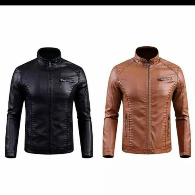 PREMIUM Jaket Kulit Pria Elegant Brownie ARL 033 Silverstone RFLA Ariel Noah Sintetis 90 MIRIP KULIT