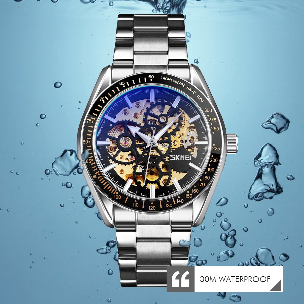 SKMEI 9194 Jam Tangan Pria Automatic Analog Tali Stainless WATCHKITE WKOS