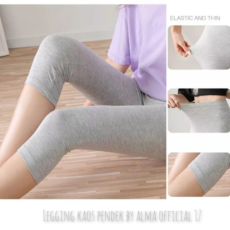 Legging Pendek Kaos 3/4 Bahan Kaos Soft  Rayon Ukuran Standar &amp; Jumbo