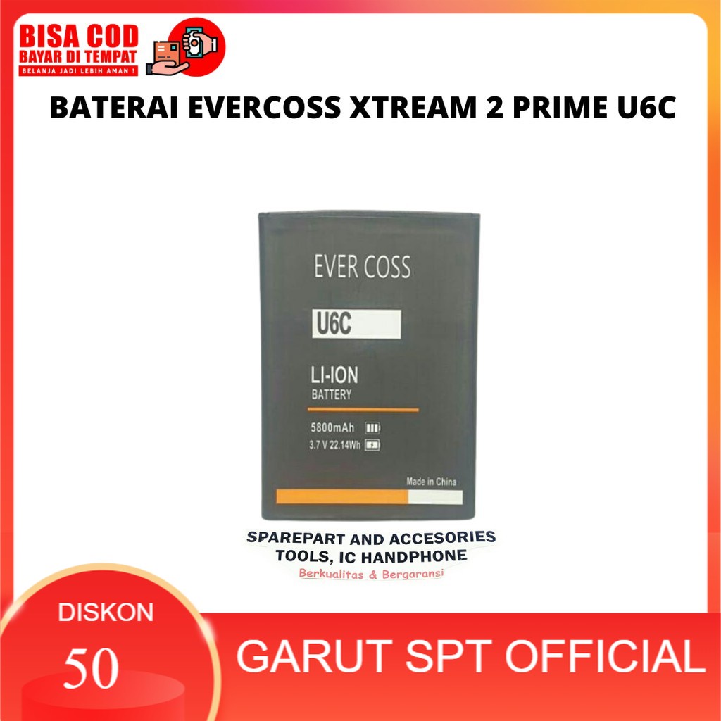 Baterai Batre Evercoss Xtream 2 Prime U6C Orignal Double Power 5800mah