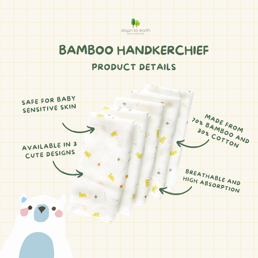 DOWN TO EARTH HANDKERCHIEF Sapu Tangan Bayi Bamboo