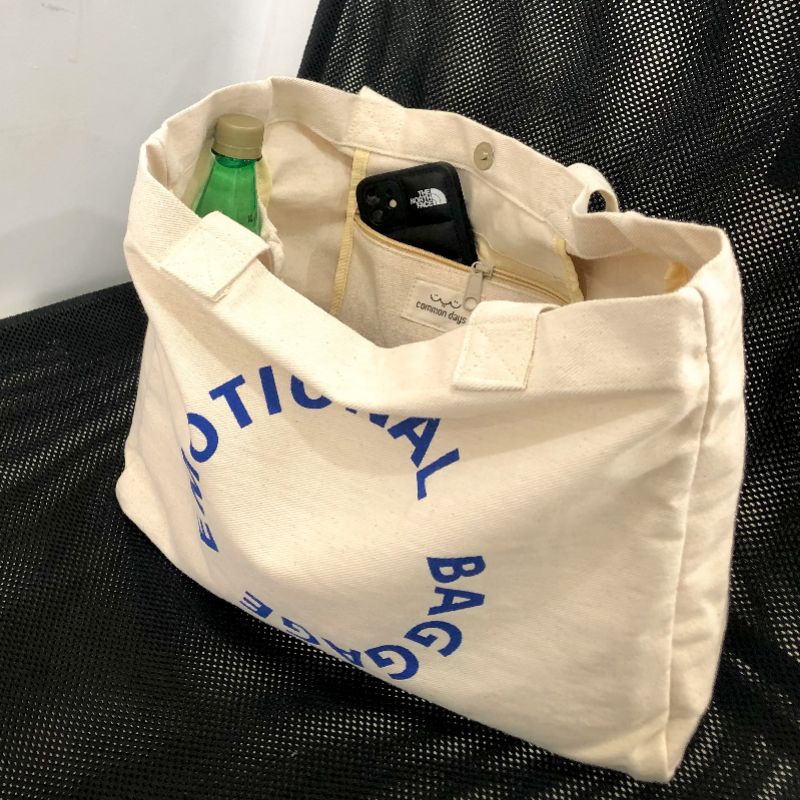 Emotional Baggage Totebag / / Totebag Unisex / Tote Bag Aesthetic / Tote Bag Magnetic / Biru / Broken White / Korea / Vintage / Kuliah / Tebal / Premium