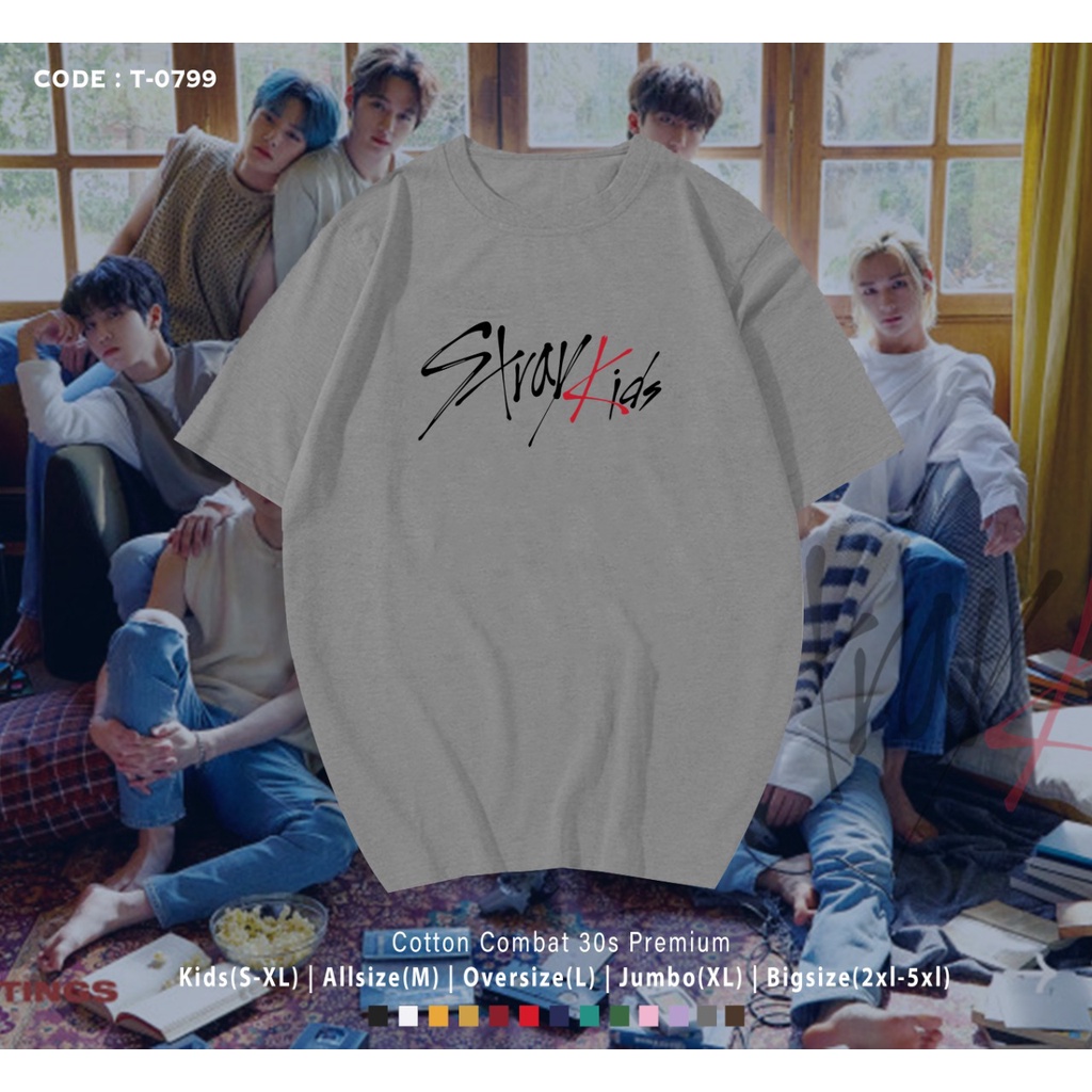 KAOS STRAY KIDS FONT / T-SHIRT / K-POP / CUSTOM 100% REAL PICTURE BAHAN ADEM / STAY INDO