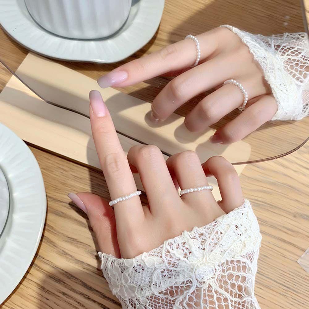 Agustina Cincin Wanita Minimalis Vintage Hadiah Pesta Pernikahan Gaya Korea Geometris Rings