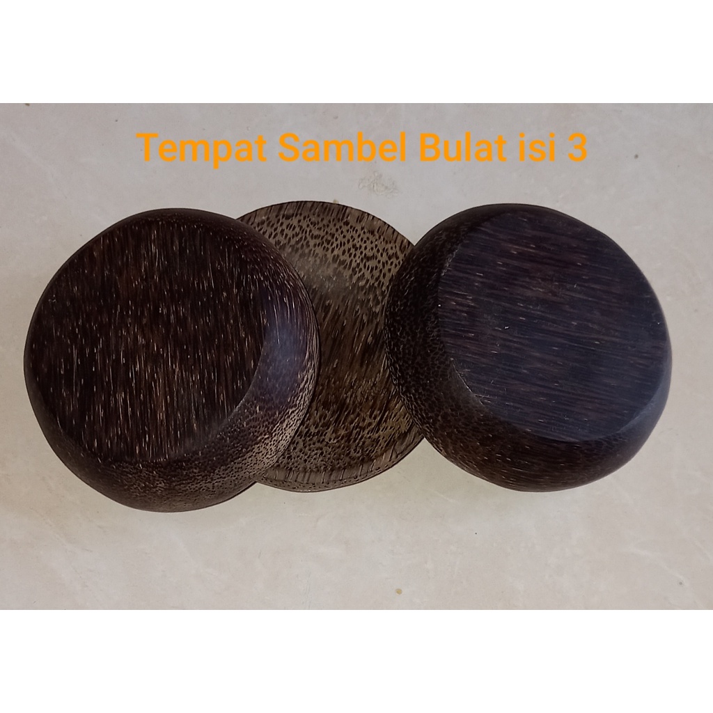 Termurah Tempat Sambel  Bulat Kayu Aren isi  3