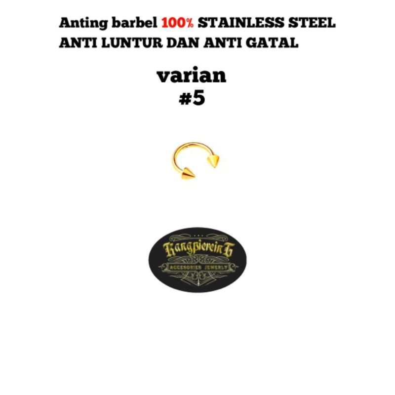 BARBEL ANTING STAINLESS STEEL ASLI 100% ANTI LUNTUR DAN KARAT