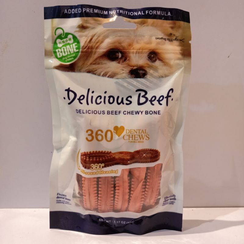 Delicious Beef Chewy Bone 360 Dental Chews 90gr / Dental Pembersih Karang Gigi