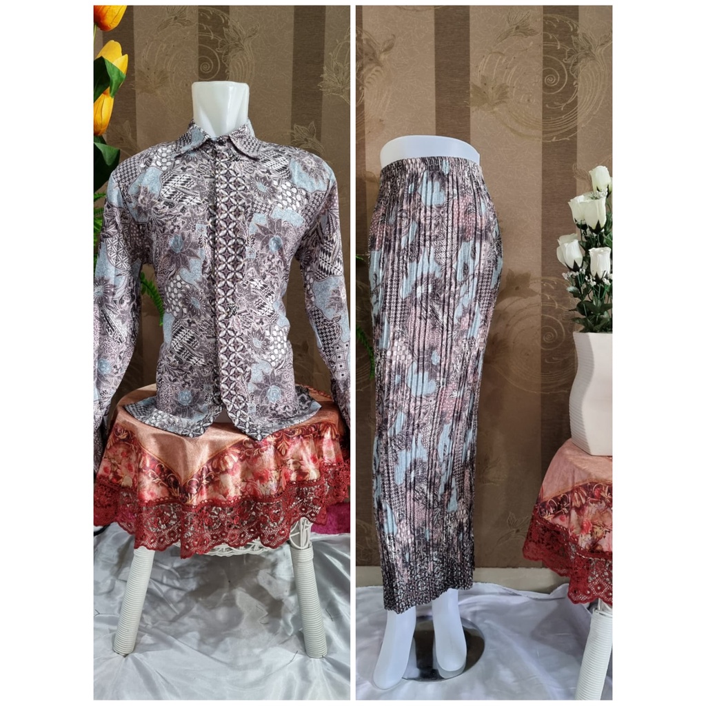 [COD] Couple Kemeja Panjang dan Rok Plisket Premium || Couple Kemeja Formal Batik || Rok Plisket MAXI JUMBO || Kemeja Batik Semi Sutra || Couple Kemeja dan Batik Premium