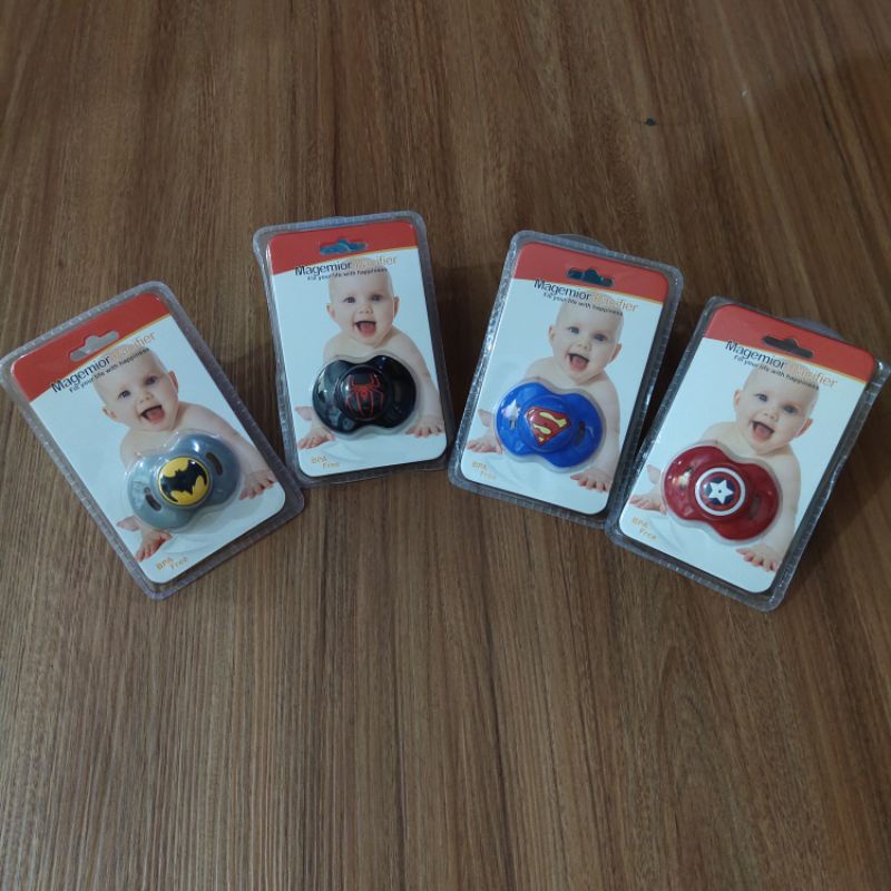 Hot Model! Empeng Bayi Dot Silikon Model Gepeng Superhero Superman Pacifier Free Box