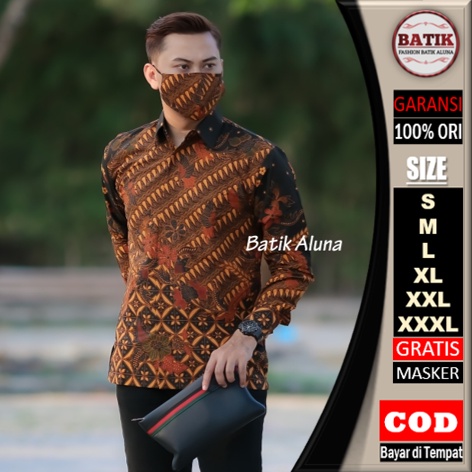 Batik pria lengan panjang Baju Kemeja Batik Pria Premium Lengan Panjang Jumbo Reguler PL 096