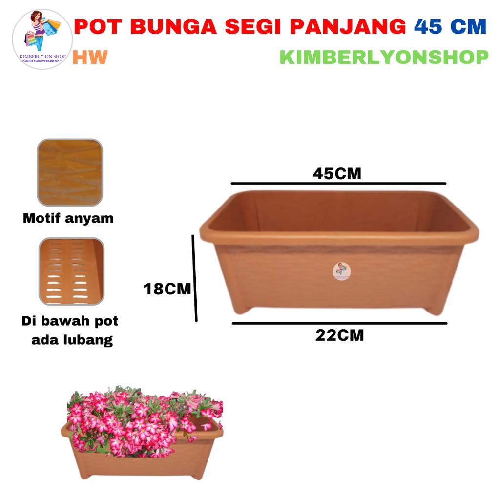 Pot bunga segi panjang ( coklat ) / Modern rectangle flowerpot (brown)