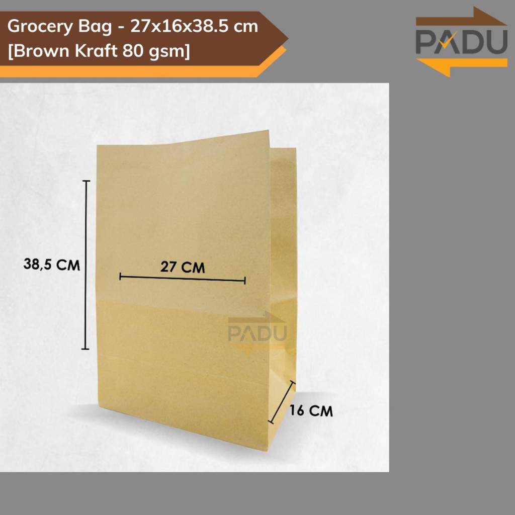 

[50 Pcs] Grocery Bag 27x16x38.5 cm - SOS Paper Bag / Kantong Belanja