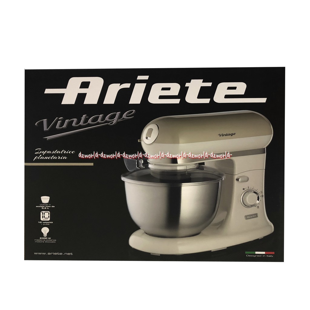 Ariete Vintage Alat Mixer 5,5 Liter Alat Pengaduk Kue Beige tosca