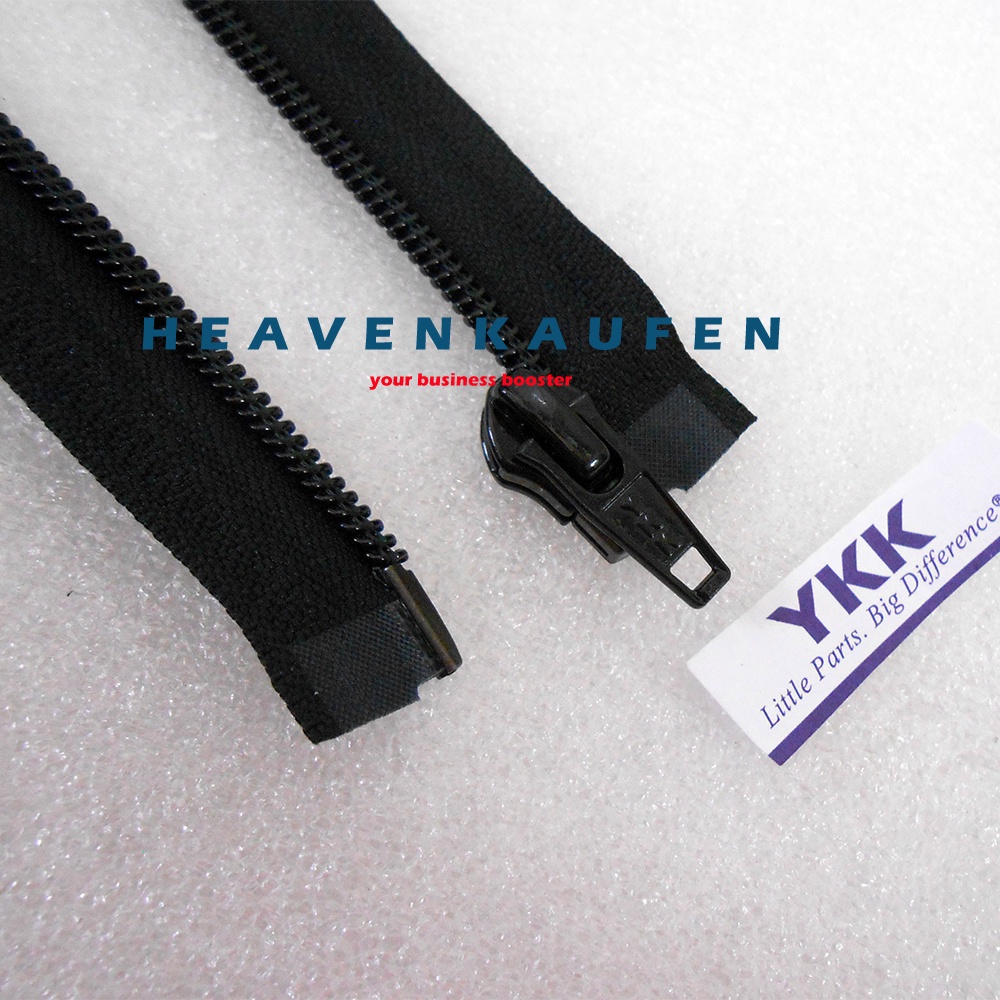 Resleting Zipper Jaket YKK 75 cm Atau 30 inch Hitam Type Gigi Coil Halus Open End Buka Lepas