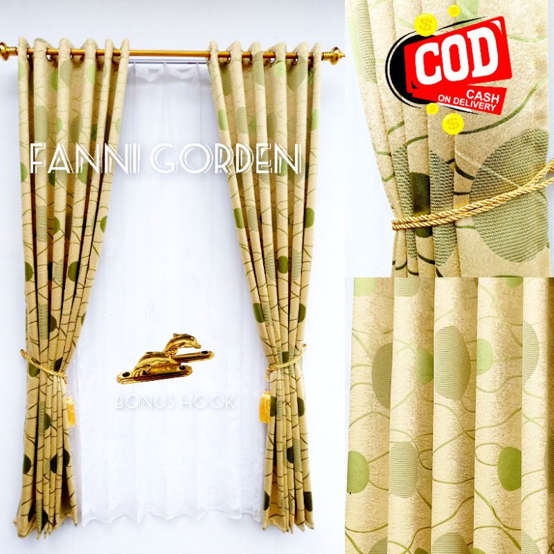 gorden blackout import motif bolak balik warna hijau model semokring 6 gelembung