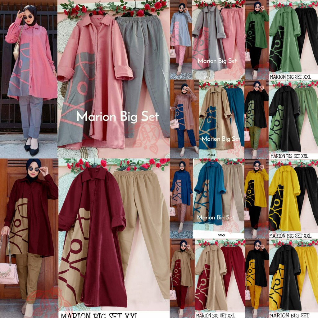 COD SET MARION BIG JUMBO ANAKKU/SETELAN WANITA JUMBO/SETELAN TUNIK MARION BIG SIZE/SETELAN TERBARU