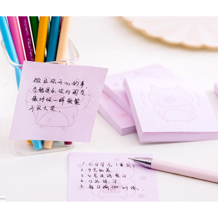 Notes Tempel Sticky Notes Unicorn / Memo Mini Gambar Bunga &amp; Buah / Memo Tempel Kartun Babi Piggy