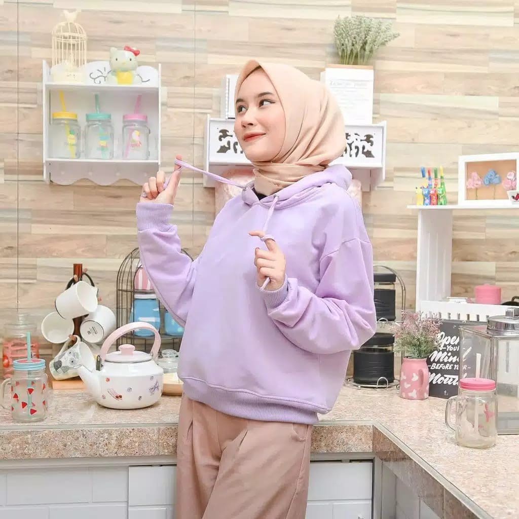 HOODIE CROOPE WANITA SWEATER POLOS OVER SIZE TERBARU-purple